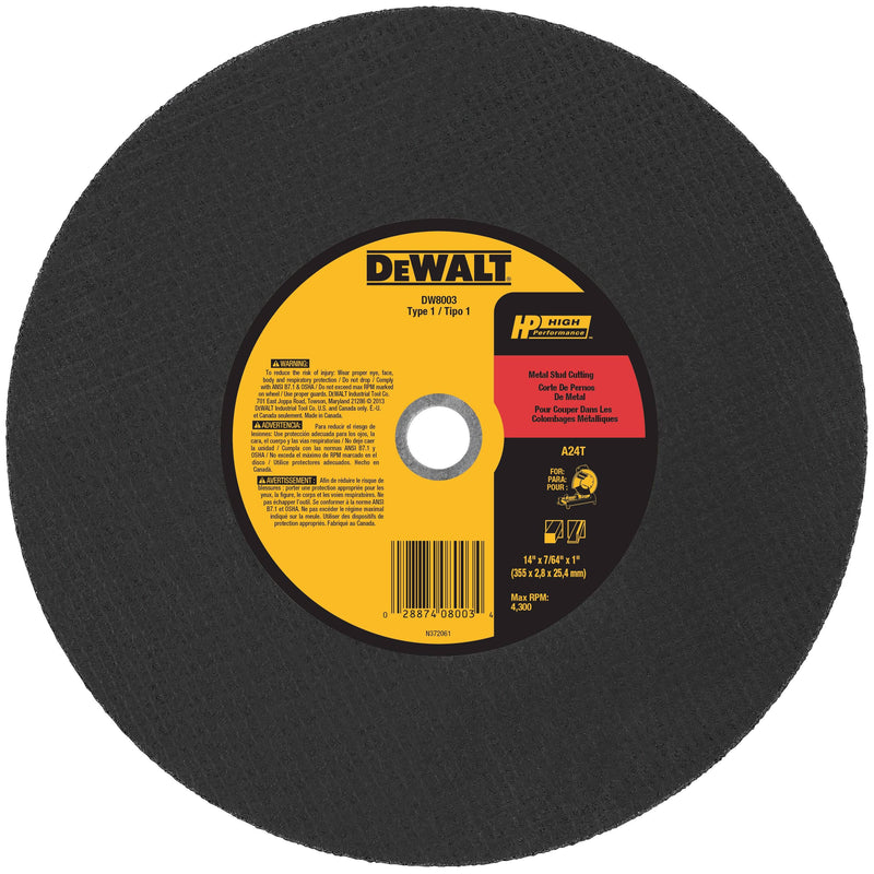 Dewalt Chop Saw Stud Cutting Disc