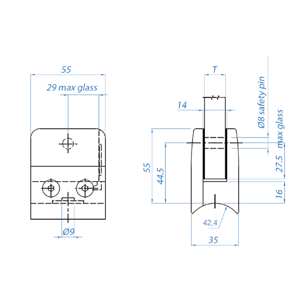 Inox® Glass Clamp
